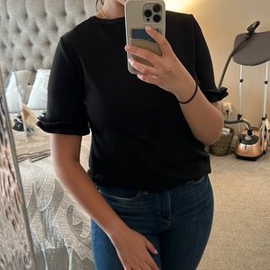ANN TAYLOR Black Ruffle-Sleeve Blouse - Size M